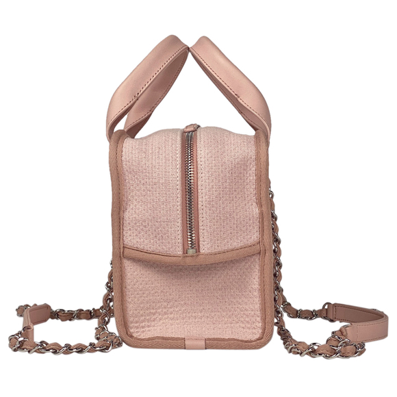 Chanel Bowling Shoulder Bag Pink Canvas Bag Deauville Handbag - Picture 1 of 12